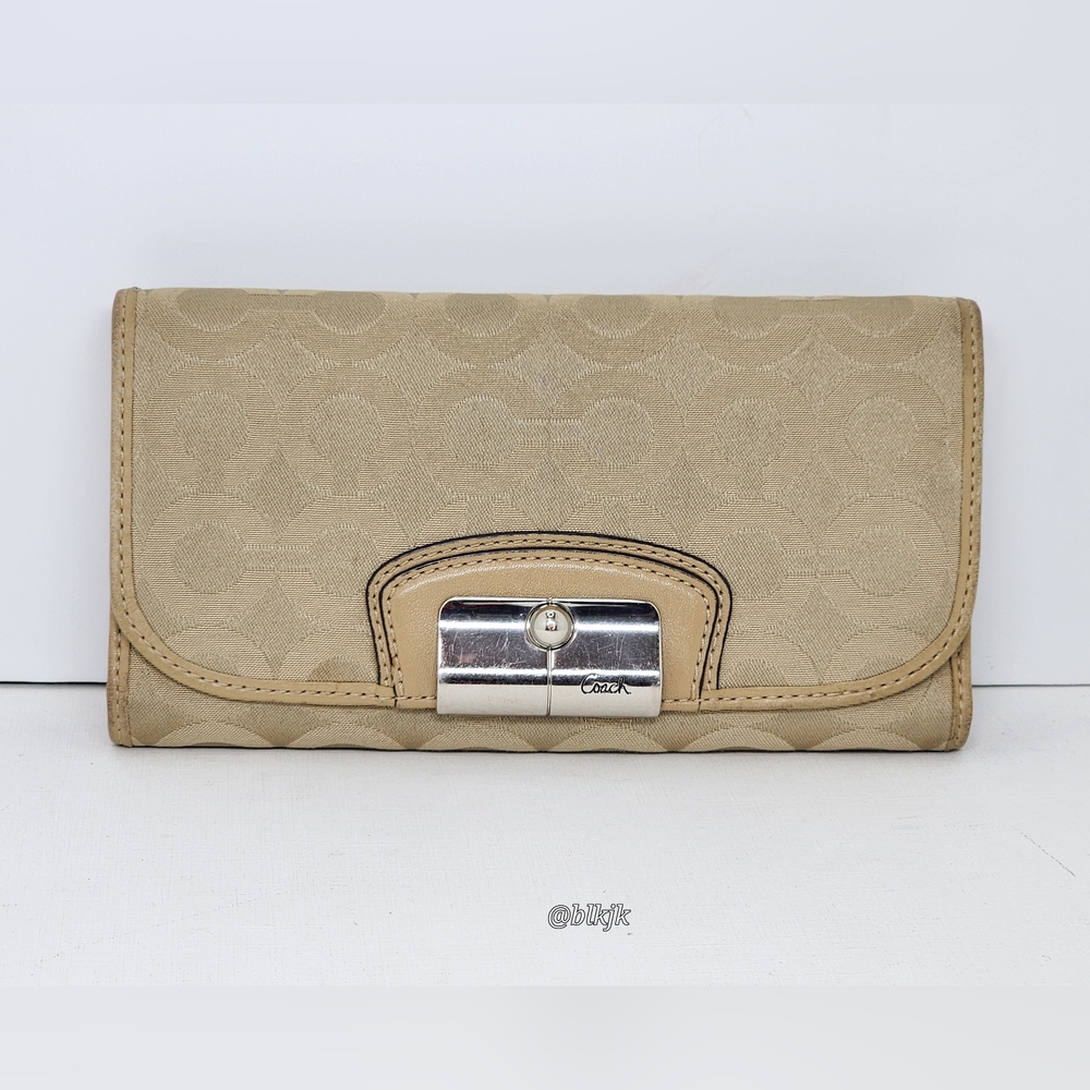 Coach Kristin Op Art Signature C Wallet *Tan/Cream* GUC